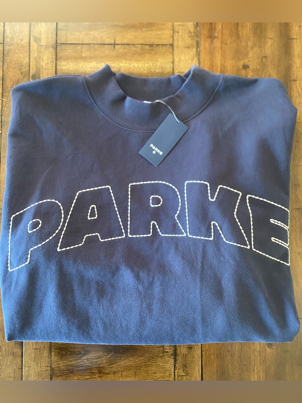 Parker Navy Logo-Stitch Sweater